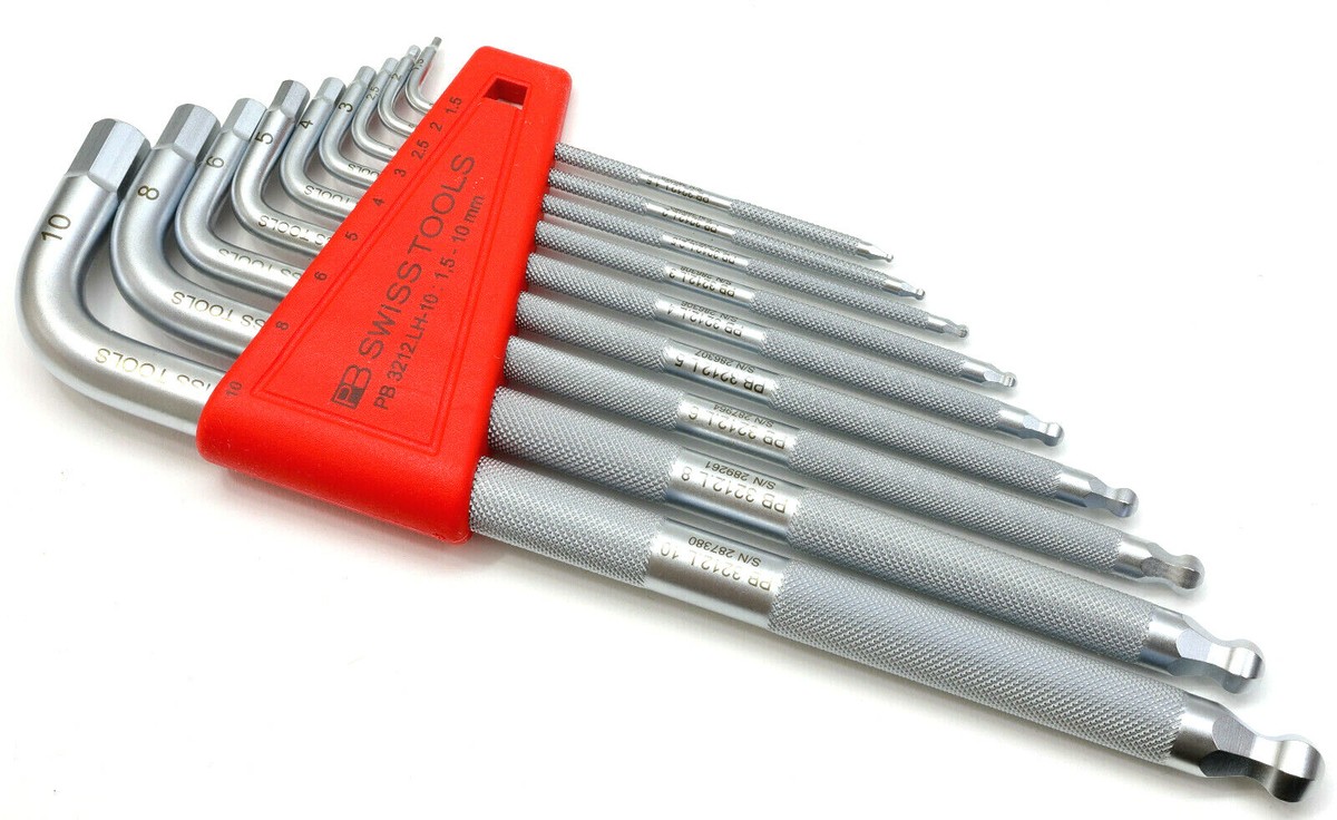 PB Swiss Tools Winkelschraubendreher-Set, 9-teilig, 1,5–10 Mm – Swiss Made, Mit Gerändeltem Schaft