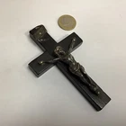 Antique Religious Cross / Pendant / Medallion in Ebony and Bronze? Christ