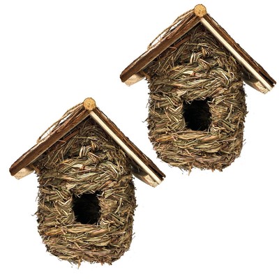 Backyard Expressions 2 Pack of Songbird House Natural Bird Huts Outdoor,Set of 2