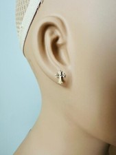 Estate 14K Yellow Gold Cross Stud Earrings