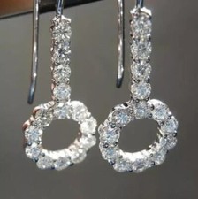 2.22Ct Round Simulated Diamond Drop Dangle Women's Earring 925 Sterling Silver