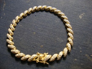 STERLING SILVER OLD PAWN CHUNKY VERMEIL DIAMOND TENNIS BRACELET | eBay