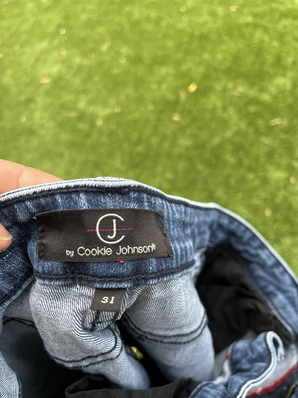 Women Blue Jeans with designer, black frontal pat… - image 5