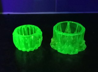 Vintage Uranium Glass Open Salt Cellars Pair Yellow Pressed Glass Collectible