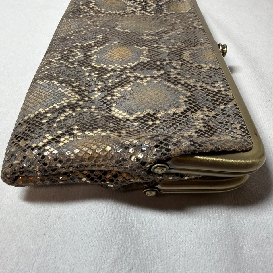  HOBO Hobo Intl Cuero Doble Marco Bolso sin asas Cartera Lauren Glam Serpiente USADA Foto 4 de 4