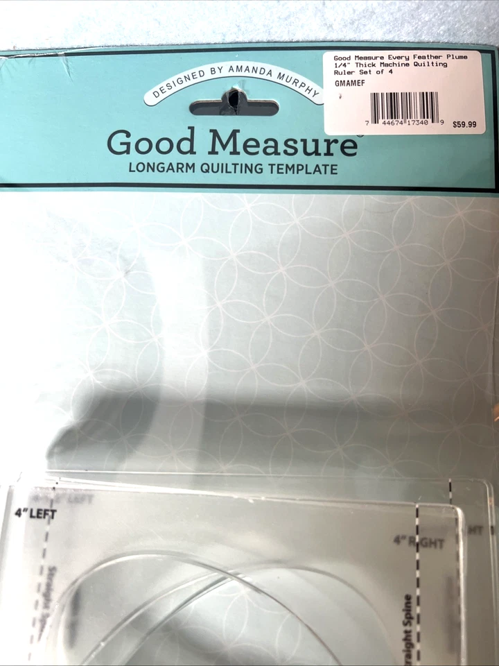 Good Measure “Every Feather Plume” Quilting Template Tool Amanda Murphy 4pc NEW - Image 2 of 4