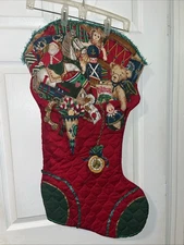 VTG Cranston Handcrafted Jumbo Stocking Night Before Christmas 17x30” Quilted