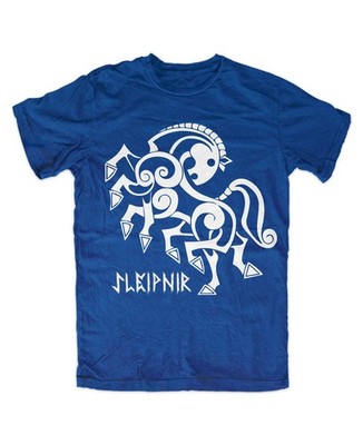 Sleipnir T-Shirt BLAU Viking Thor Mjölnir vegvisir Odin Berserker Valhalla