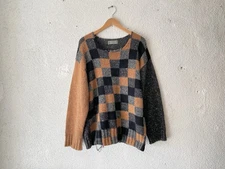 1997 vtg COMME DES GARCONS HOMME DISTRESSED CHECKER WOOL SWEATER L 1990s