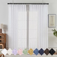 Furman White Pinch Pleated Sheer Curtains 96 Inches Long for Bedroom Living R...