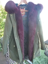 Moose Knuckles Olive/Khaki coat with fur trim with Hood and Fur trim NWOT small