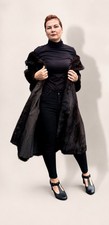 Vintage Full Length Ranch Mink Fur Coat Let Out Unisex Relined Dark Brown L