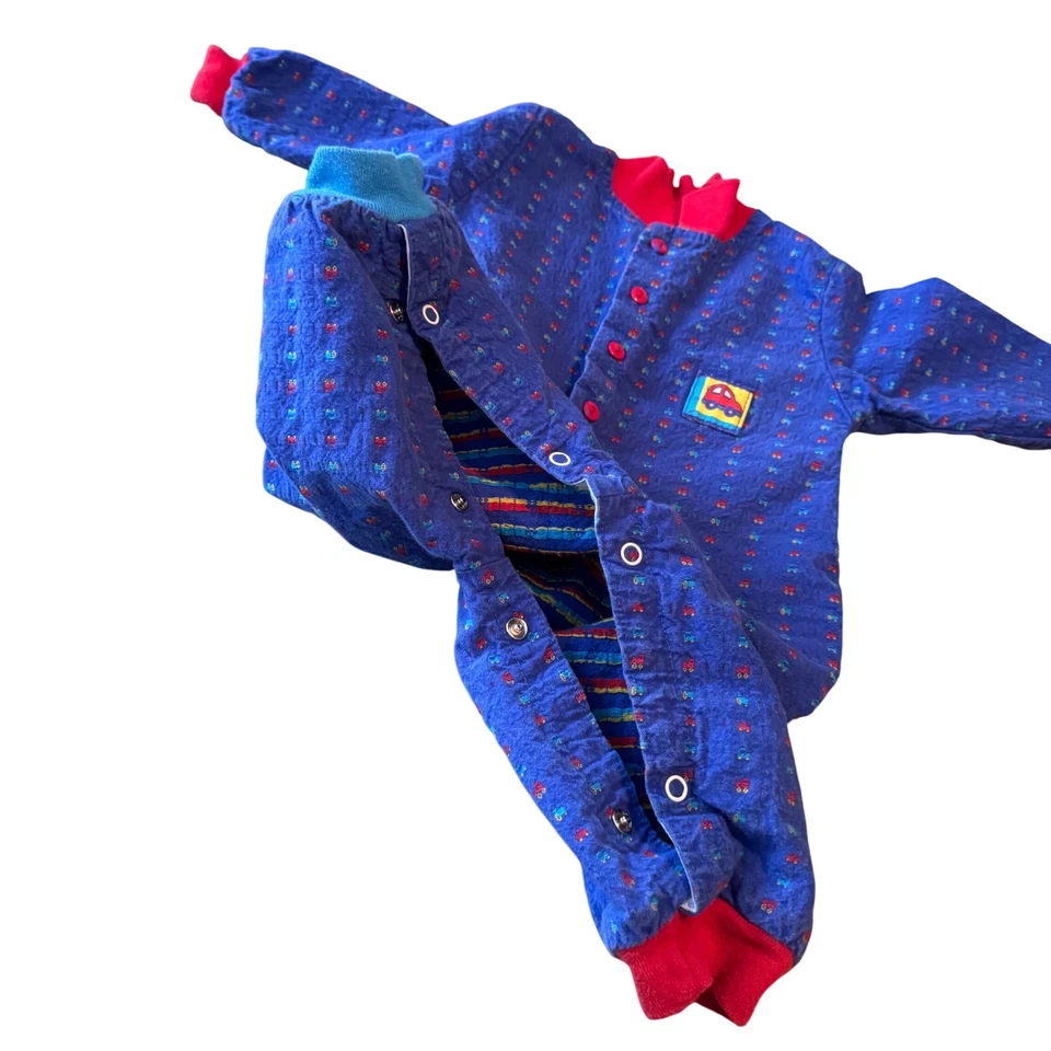 Pijama vintage Health-tex bebé niños niñas 18 meses azul estampado coche pijama Foto 4 de 4
