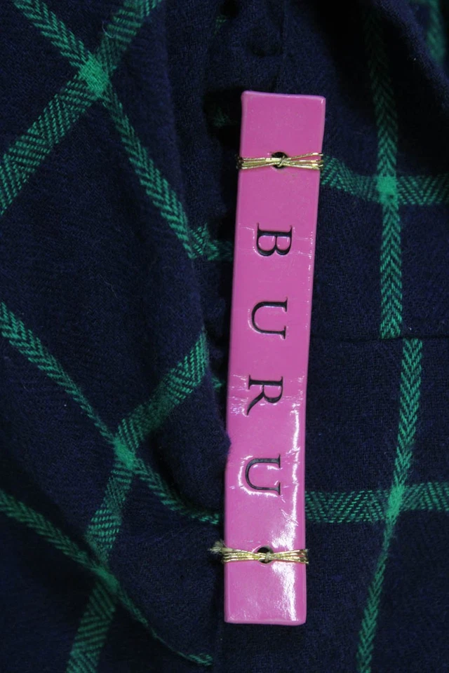 Buru Womens Shirt Dress Dark Blue Plaid Long Sleeve High Neck Size S - Image 4 of 4