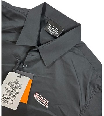 Von Dutch Originals Black Button Up Long Sleeve Graphics Shirt Men Size LARGE