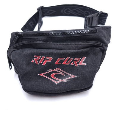 Vintage Rip Curl Fanny Pack Canvas Large Logo 2 Pocket Heavy Strap