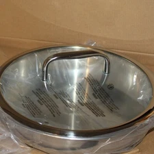 Pampered Chef Stainless Steel 10" Skillet Frying Pan with Cover 2 1/4 Quart NIB