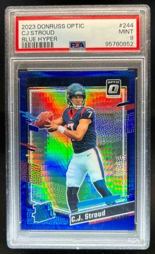 2023 Donruss Optic C.J. Stroud Blue Hyper Prizm Rated Rookie #244 Texans PSA 9