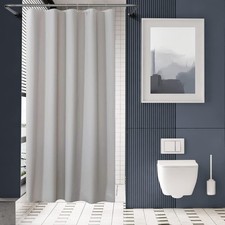 Stall Shower Curtain 36x72 Heavy Duty Plastic Grey W/ 2 Weighted Stones  6
