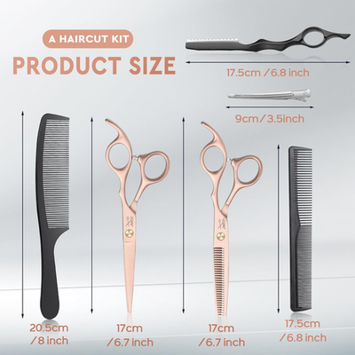 Professional 10-Piece Haircut Scissors Set - 6.7
