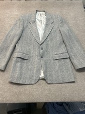 Vintage Levi’s Menswear Gray Herringbone Wool Blazer 44L – Made in USA