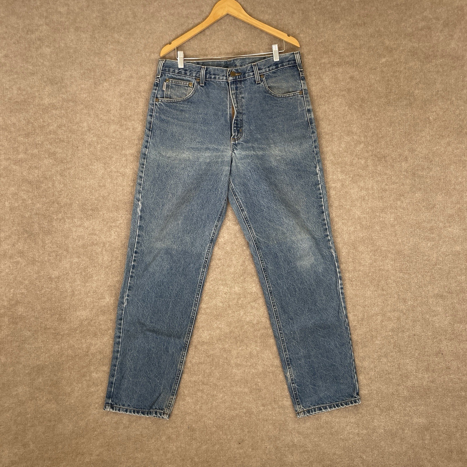 Men’s Carhartt Blue Relaxed Fit Straight Leg Denim Jeans - 36x32