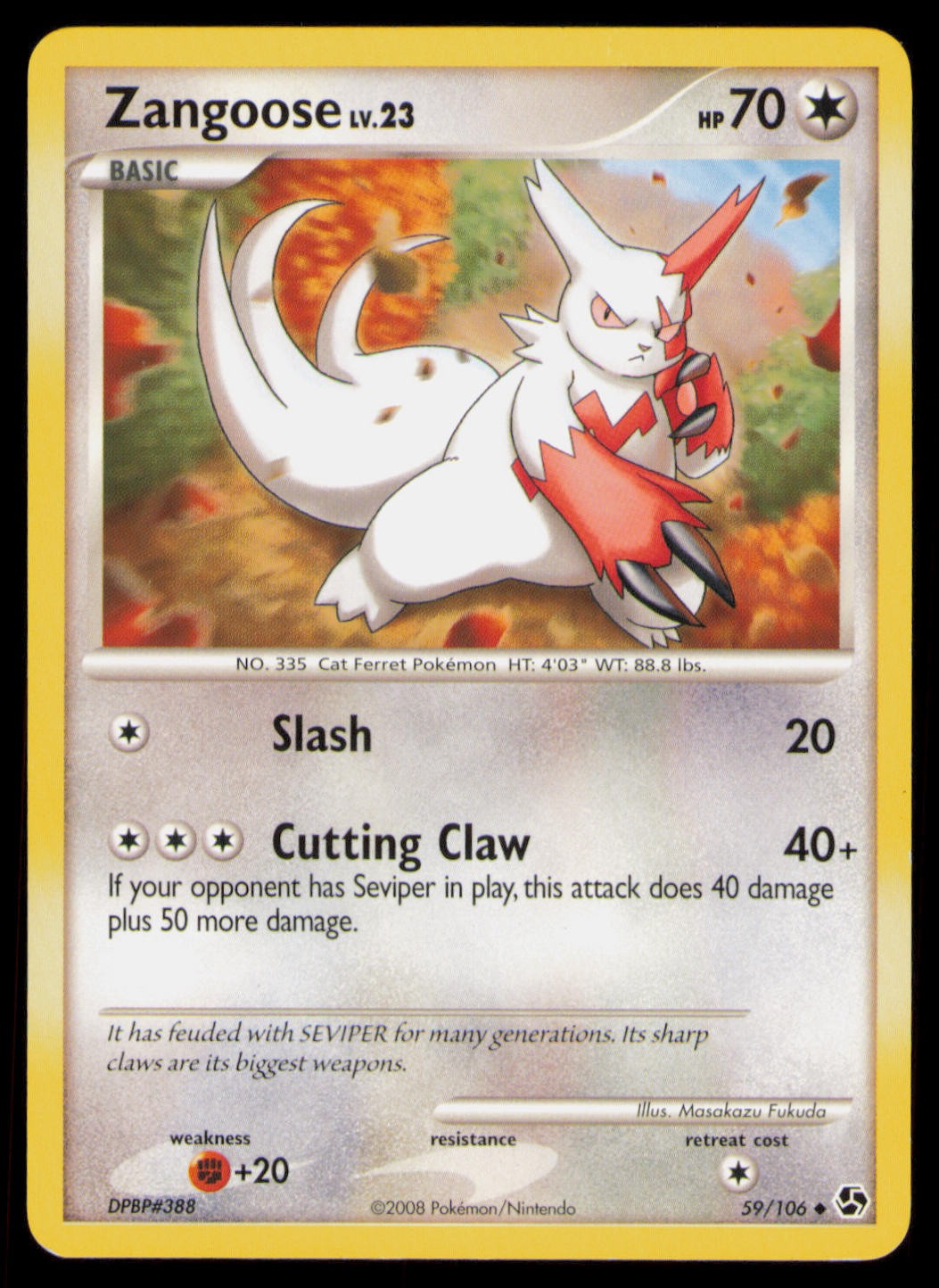 Zangoose 59/106 Uncommon Great Encounters Pokemon Near Mint