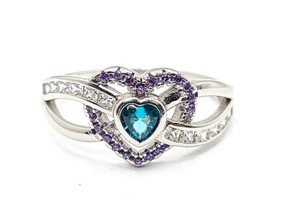 Suicide Prevention Awareness Ring S925 Sterlingsilber Herz Größe 9