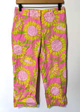 Lilly Pulitzer Women's Capri Pants Sz 4 Cotton/Spandex Floral Straight Leg EUC