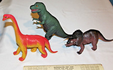 3 Imperial Hong Kong T-Rex Brontosaurus Triceratops Dinosaur Toy Figure 1985 80s