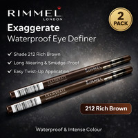 Rimmel London Exaggerate Waterproof Eye Definer 212 Rich Brown 2 Pack