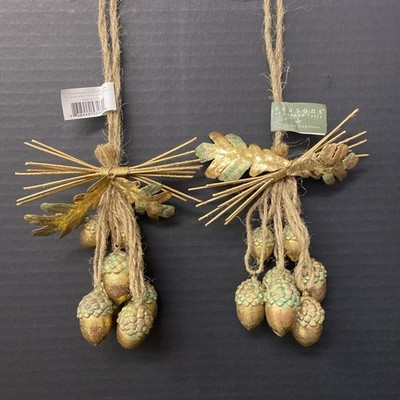 Acorn Ornaments Gold Leaves Seasons of Cannon Falls NWT Lot of 2