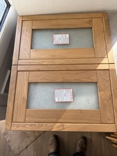 TWO X SOLID  OAK IN FRAME STYLE KITCHEN DRAWER FRONTS GLAZED 600 X 360  DZ687