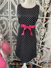 VTG Y2K 90  S SHERI MARTIN BLACK WHITE POLKA DOT PINK BOW PIN UP DRESS 8 P
