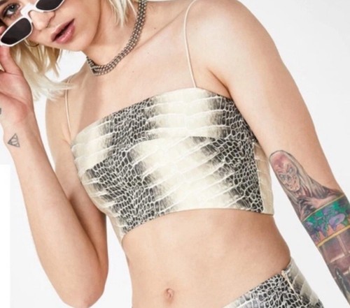 I.AM.GIA Seala Black and Cream Snakeskin Crop Top Women’s S Club wear Sexy Dark