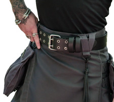 New VERSATTA Classic Kilt Belt Mens 3XL Black Leather Silver Rivets Biker NWT