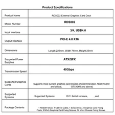 40Gb USB4.0 Type C External GPU Expansion Dock 40Gbps Compatible For RTX3060