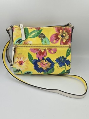 KATE SPADE Flicker Tenley Crossbody Bag Yellow Floral Storybook Lining Summer