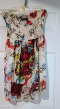 True Love Strapless Smocked Floral Sundress Multicolor Knee Length Women's M