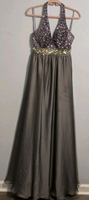 Cire A Division Of Landa Women's Gray Dress W/ Rhinestone Bodice Size 8 Formal