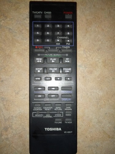 Toshiba VC-220T Remote. Works Great! Ships Free!