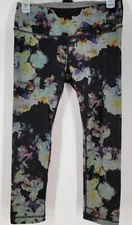 Active Life Yoga Lavender & Gray Floral Capris Pants Running Size Small