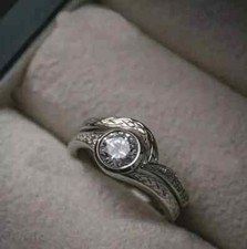 2.0Ct Round Cut Simulated Diamond Wedding Bridal Ring Set 14K White Gold Plated