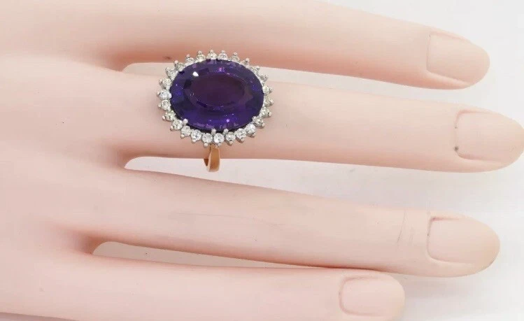 Anillo de cóctel de diamantes amatista 18k Foto 3 de 4