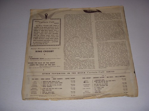 DECCA Curtain Call Series, Bing Crosby, 78 RPM DU-1504! - Picture 2 of 2