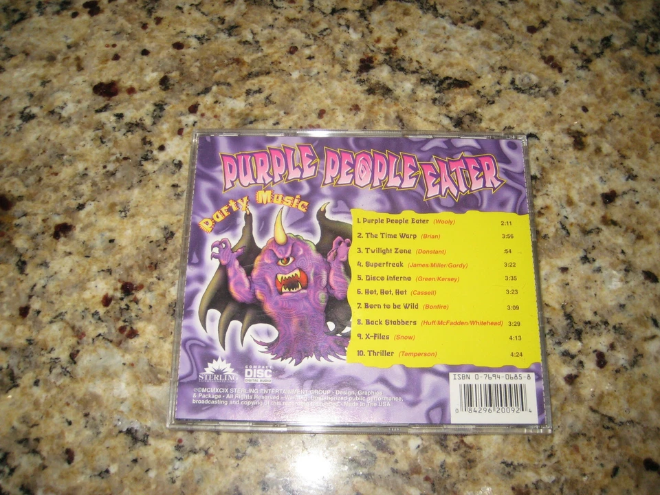 Purple People Eater Party Music CD Time Warp, Twilight Zone, Super Freak!  Foto 3 de 3