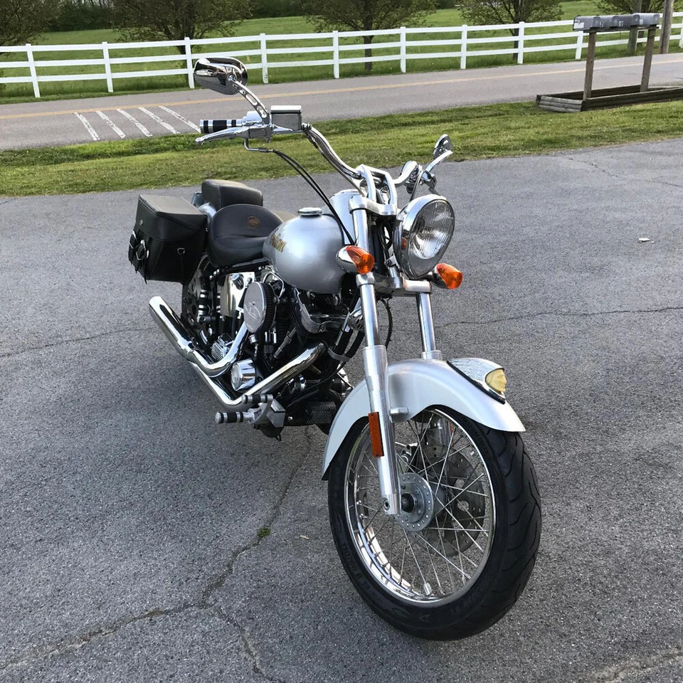 Espejos retrovisores cromados para motocicleta Harley Davidson Heritage Softail FLHTC Classic EE. UU. Foto 3 de 4