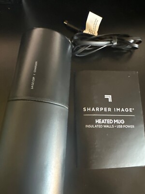 New Sharper Image Heated Mug USB Stainless Steel Cup Insulated Heated Base