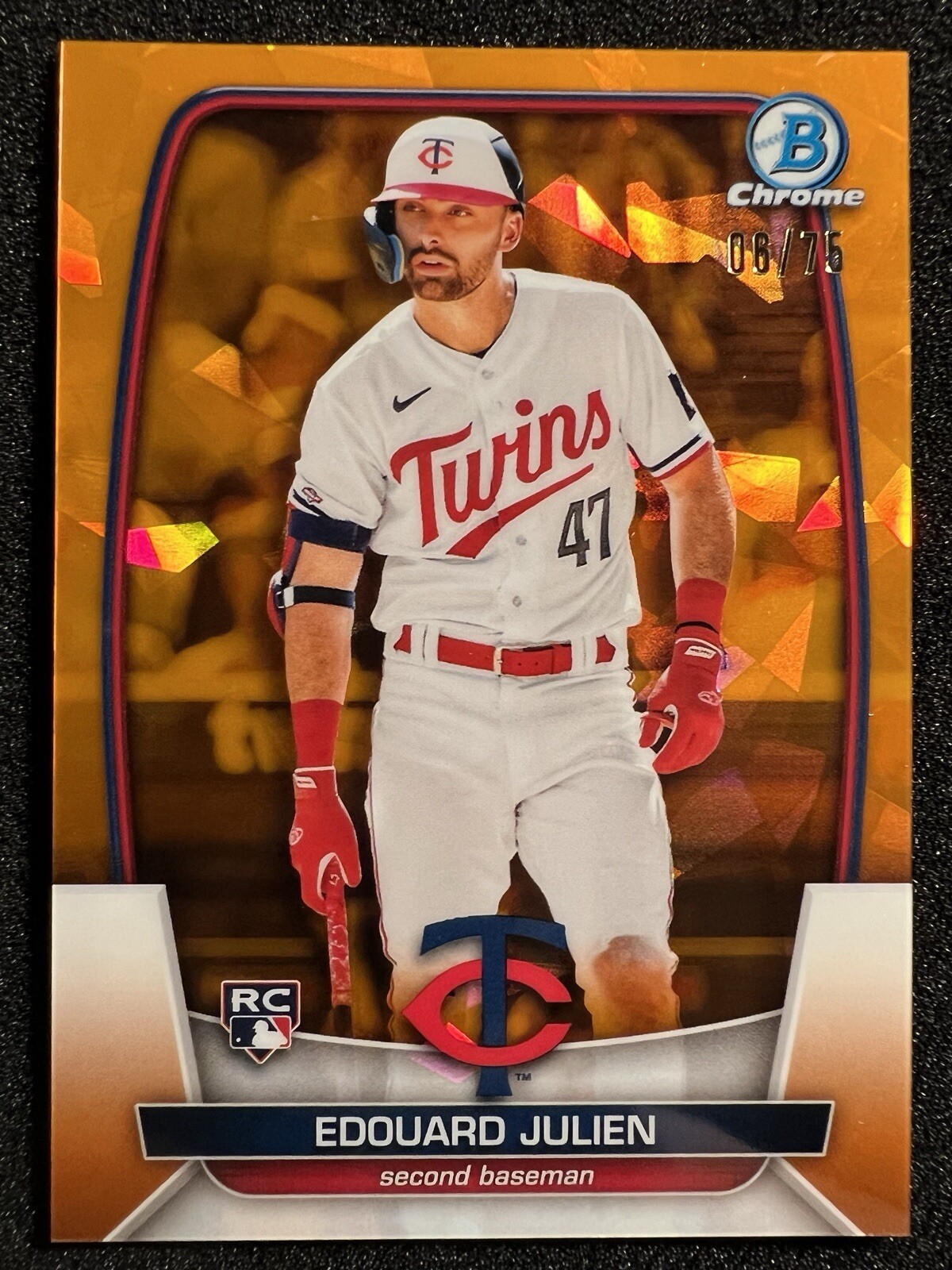 2023 Bowman Chrome Sapphire Edouard Julien RC Orange Refractor /75 MN Twins #1