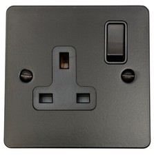 G&H Flat Plate Matt Black FFB Light Switches, Plug Sockets, Dimmers, Toggles